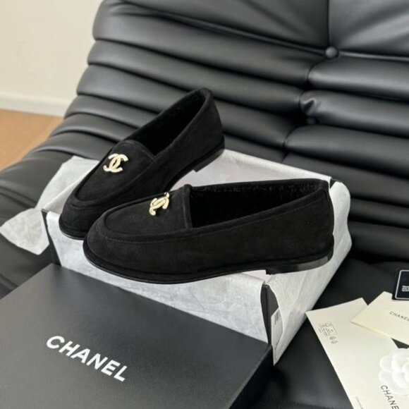 Black Chanel Sherling Loafers size 38 - Picture 2 of 8